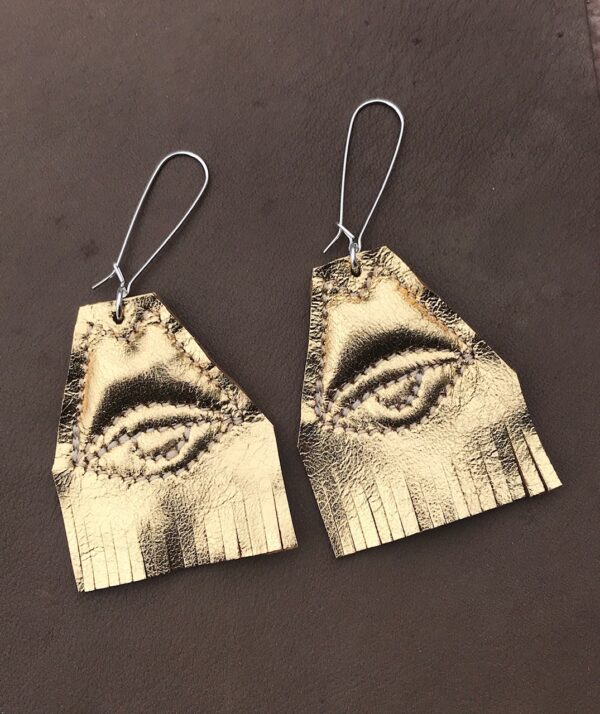 Triangle L EYE Earrings in Gold - Image 4